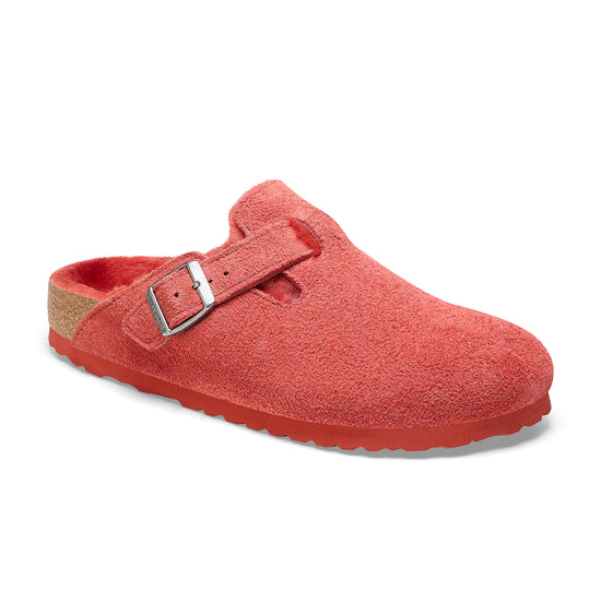 Birkenstock Boston Shearling Sienna Red Suede Leather/Shearling 