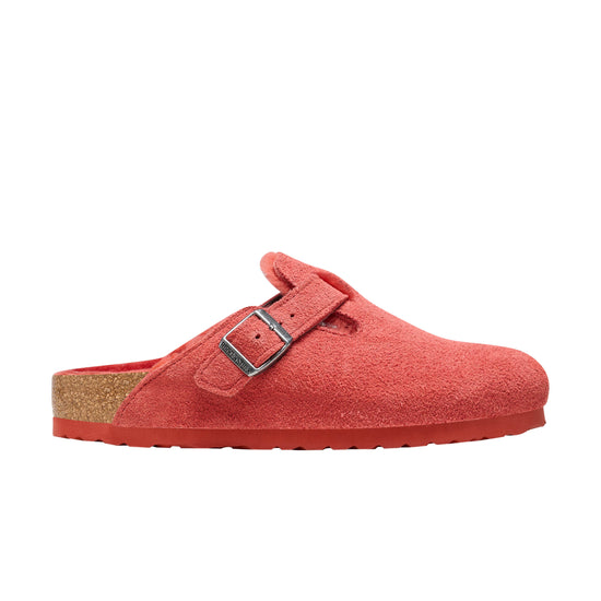 Birkenstock Boston Shearling Sienna Red Suede Leather/Shearling side view
