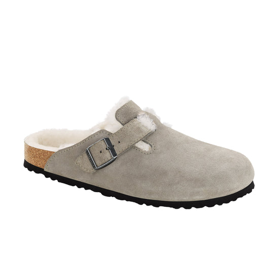 Birkenstock Boston Shearling Stone Coin Suede Leather/Shearling