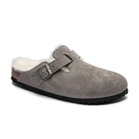 Birkenstock Boston Shearling Stone Coin Suede Leather/Shearling 