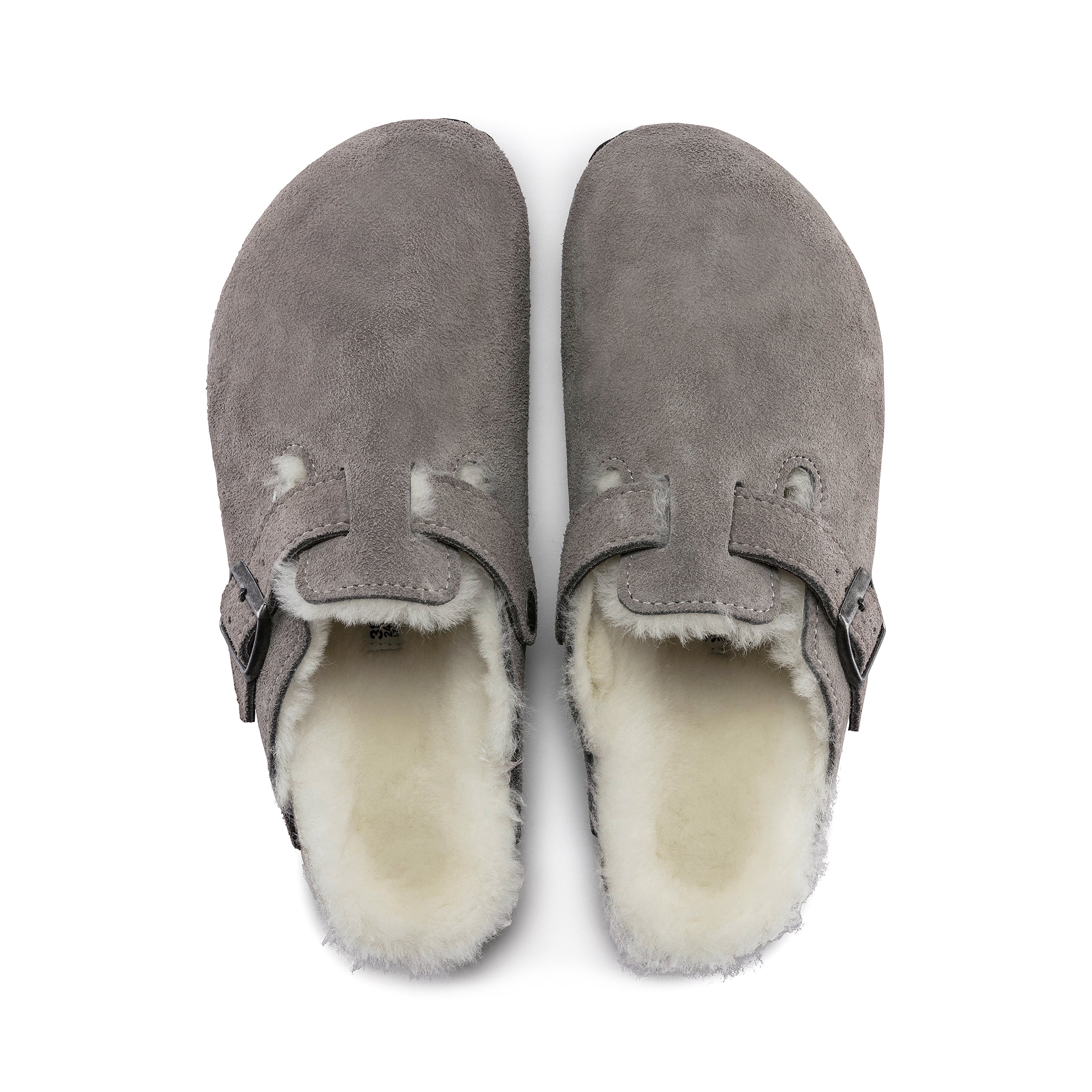 靴 BIRKENSTOCK Boston Shearling Stone Birkenstock Boston Shearling Stone Coin Suede Leather/Shearling