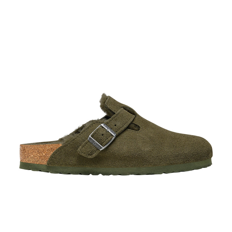 Birkenstock Boston Shearling Thyme Suede Leather/Shearling side view