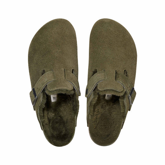 Birkenstock Boston Shearling Thyme Suede Leather/Shearling top view