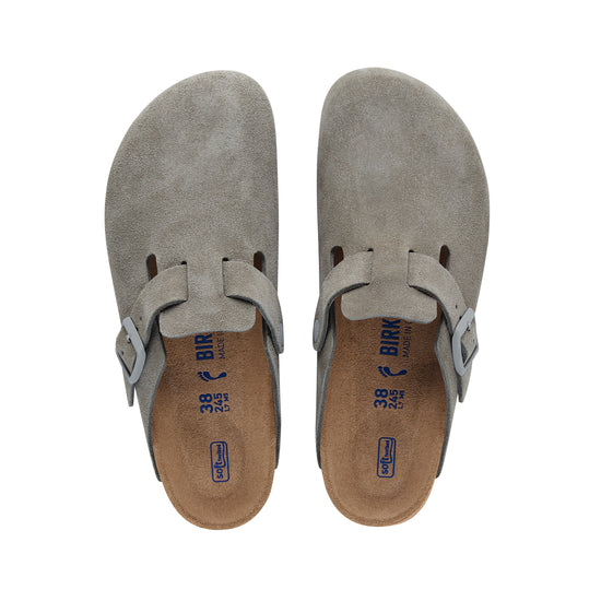 Birkenstock Boston Soft Footbed Stone Coin Suede Leather top view