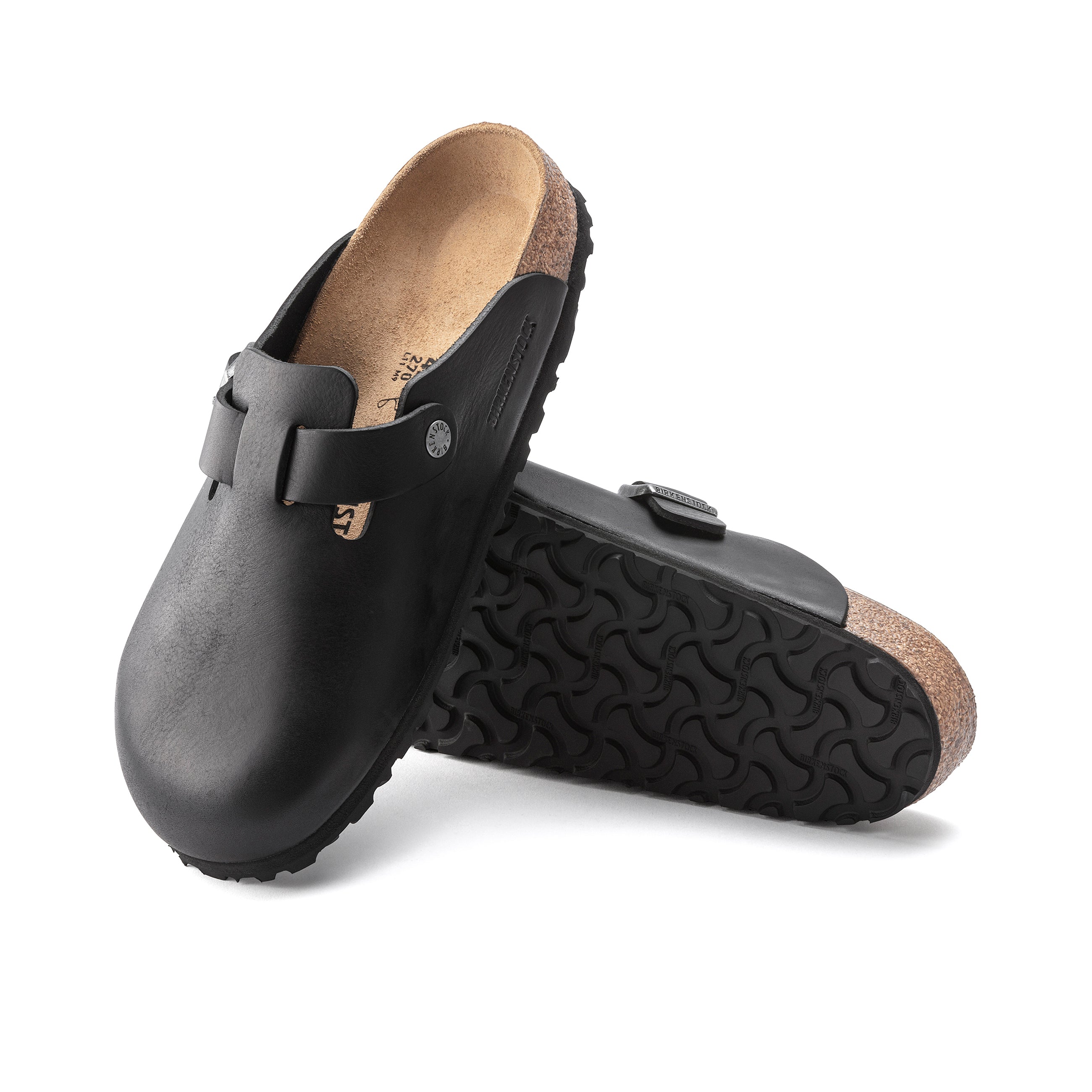 Birkenstock Boston Vintage Wood Black Natural Leather
