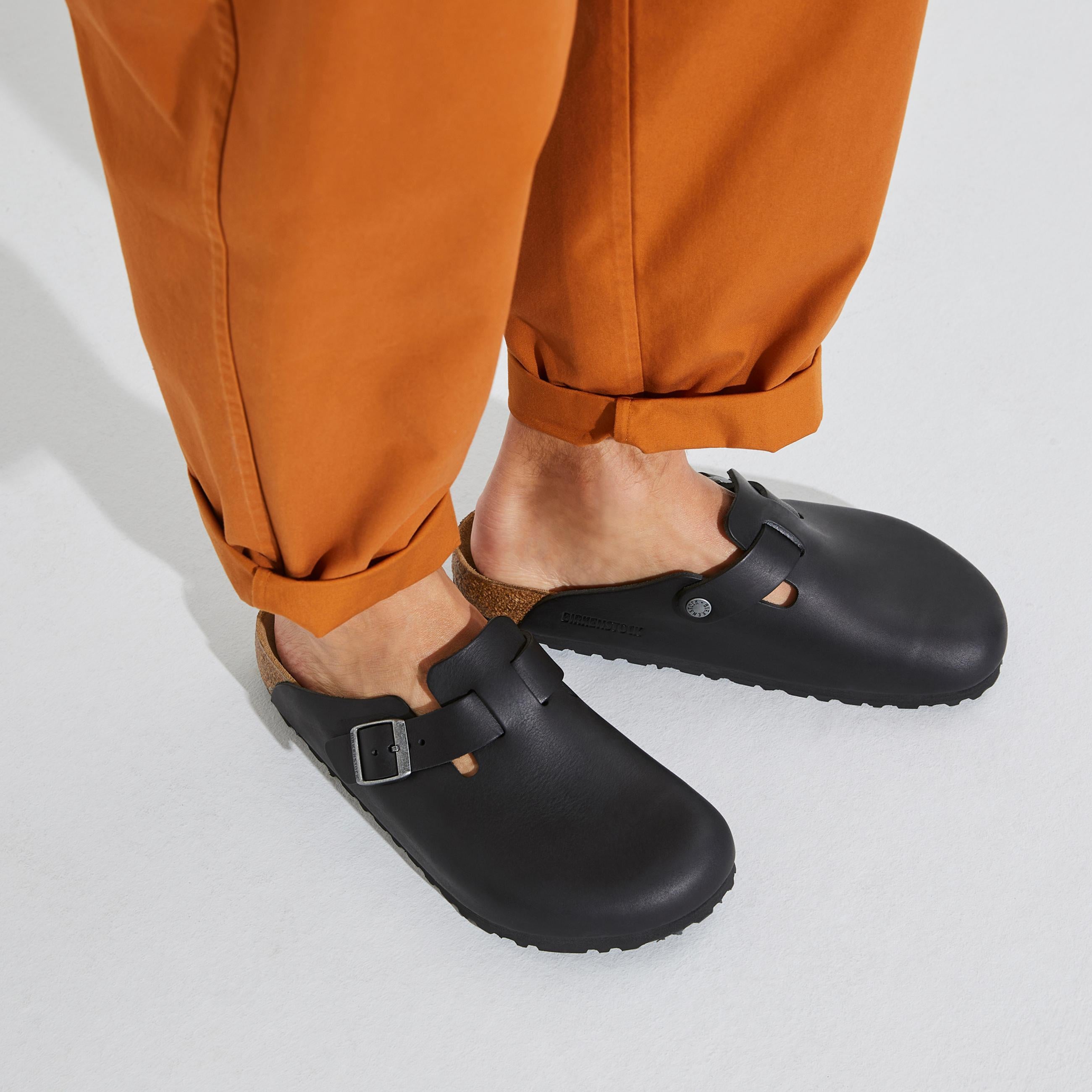 Birkenstock Boston Vintage Wood Black Natural Leather