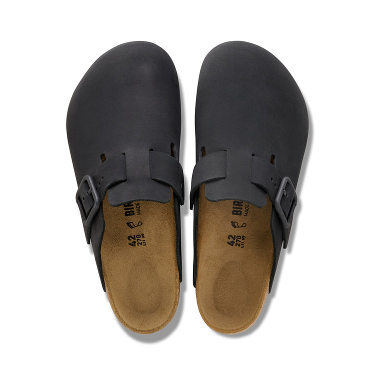 Birkenstock Australia Boston Wire Buckle Black Nubuck Leather top view