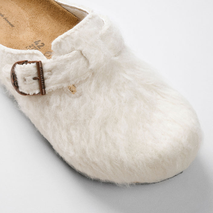 Birkenstock Australia Boston Wooly Moon Off-White Wool Felt top view