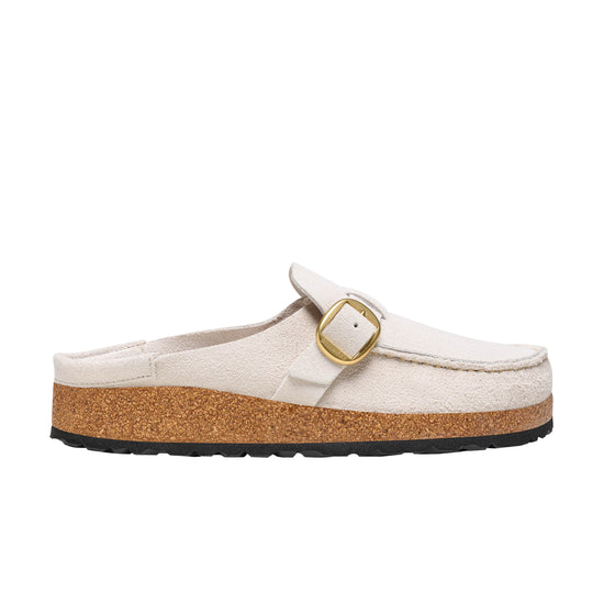 Birkenstock Buckley Corduroy Antique White Embossed Suede Leather side view