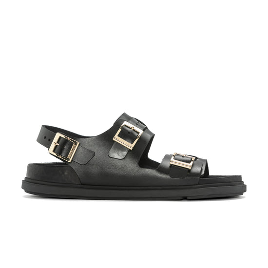 Birkenstock Cannes Black Natural Leather side view