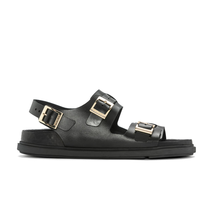 Birkenstock Cannes Black Natural Leather side view