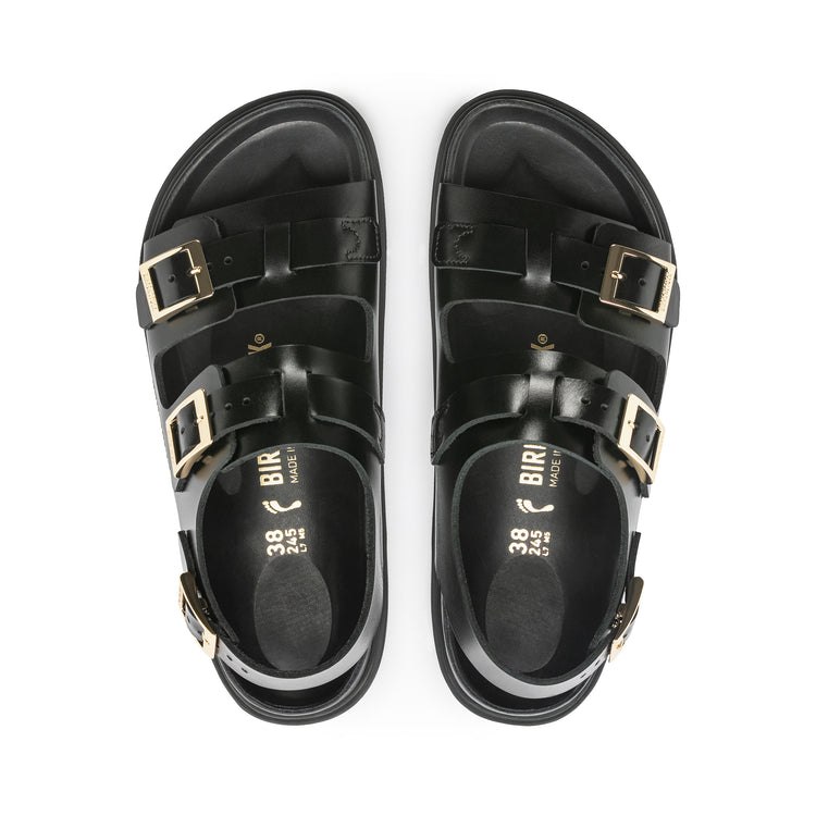 Birkenstock Cannes Black Natural Leather top view