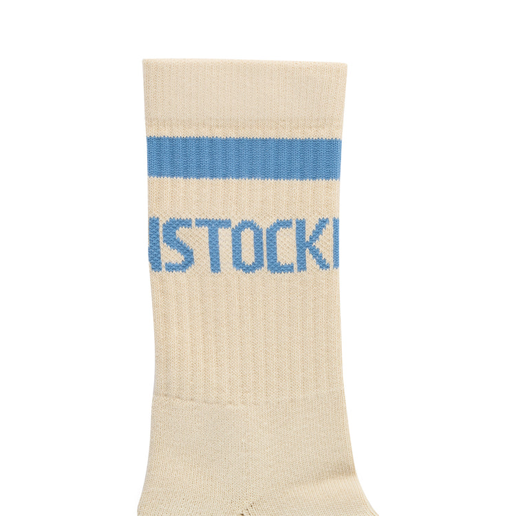 Birkenstock Australia Cotton Crew Stripe Socks Oatmeal/Archive Denim Blue detail view