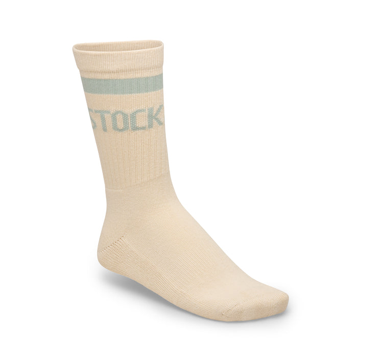 Cotton Crew Stripe Socks Oatmeal/Pure Sage
