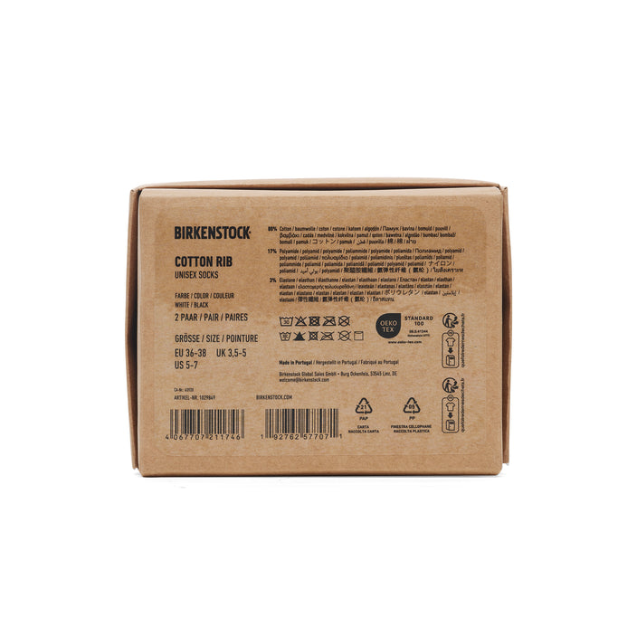 Birkenstock Cotton Ribbed Socks Black/White 2 Pack box side