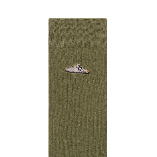 Birkenstock Cotton Ribbed Socks Pine Green texture