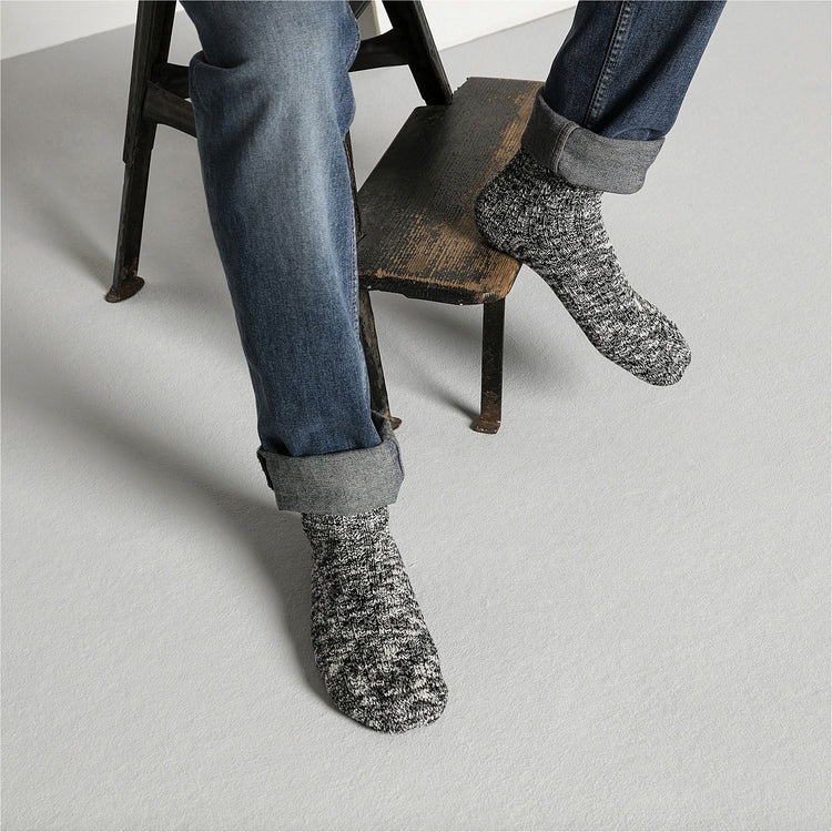 Birkenstock Cotton Slub Socks Black Grey on model view