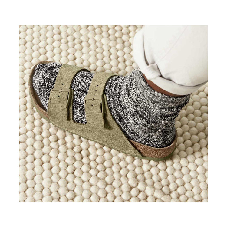 Birkenstock Cotton Slub Socks Black Grey on model