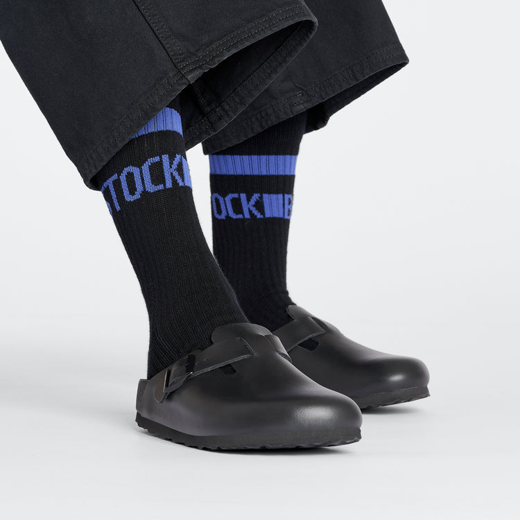 Cotton Crew Stripe Socks Black/Blue