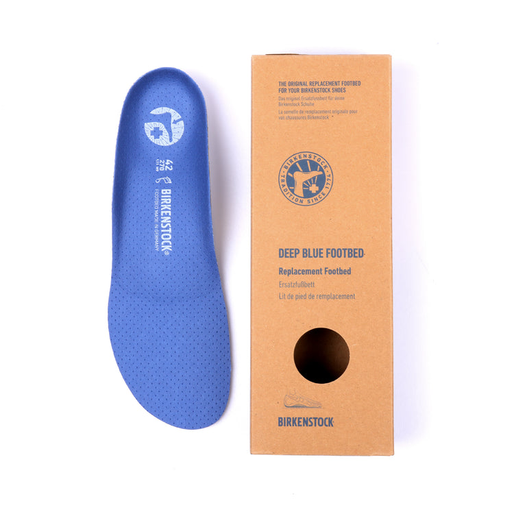 Birkenstock Australia Deep Blue Replacement Footbed Microfibre packaging view