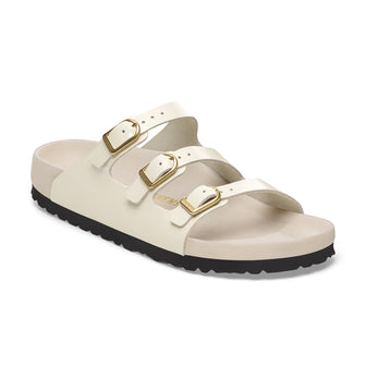 Birkenstock Florida D-Buckle Exquisite High Shine Ecru Natural Leather Patent 