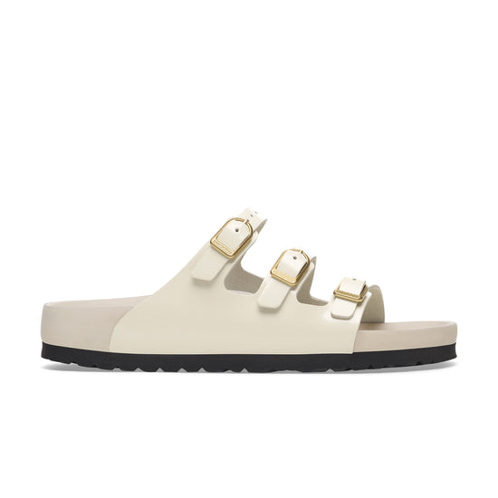 Birkenstock Florida D-Buckle Exquisite High Shine Ecru Natural Leather Patent side view