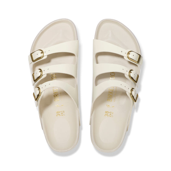 Birkenstock Florida D-Buckle Exquisite High Shine Ecru Natural Leather Patent top view