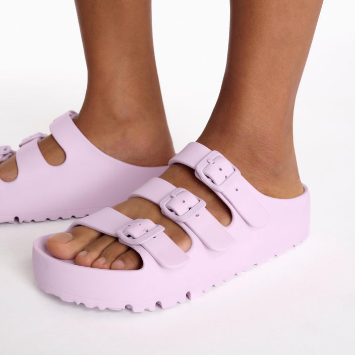 Birkenstock Florida III EVA Platform Flex Crocus on model 2