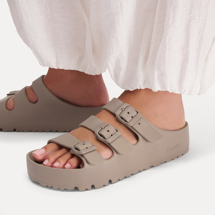 Birkenstock Australia Florida III EVA Platform Flex Grey Taupe On Model 1