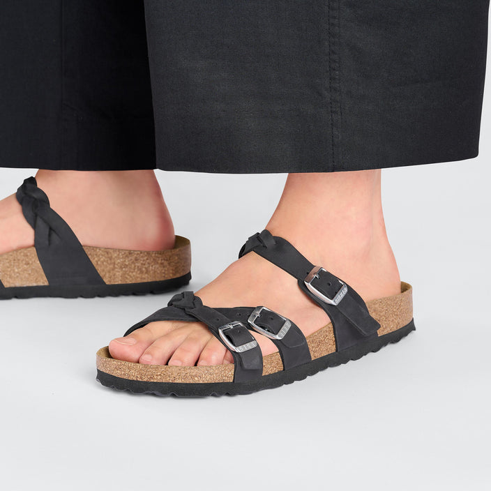 Birkenstock Franca Braided Black Oiled Leather on model 2