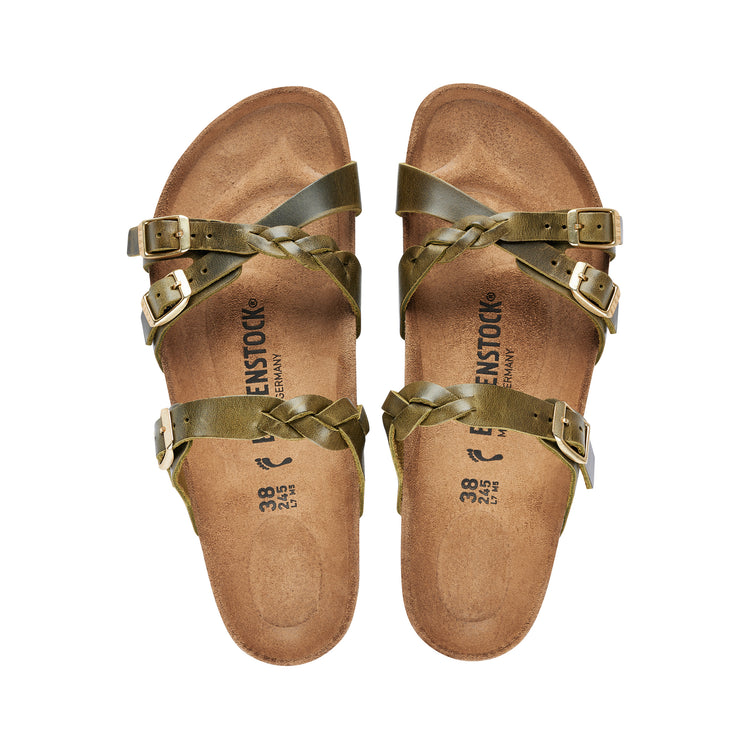Birkenstock Franca Braided Green Olive Oiled Leather top view