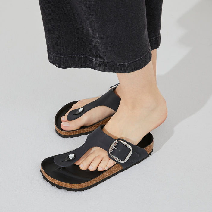Birkenstock Australia Gizeh Big Buckle Black Oiled Leather On Model 1