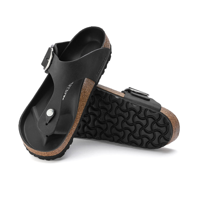 Birkenstock Australia Gizeh Big Buckle Black Oiled Leather Sole View