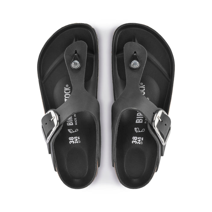 Birkenstock Australia Gizeh Big Buckle Black Oiled Leather Top View