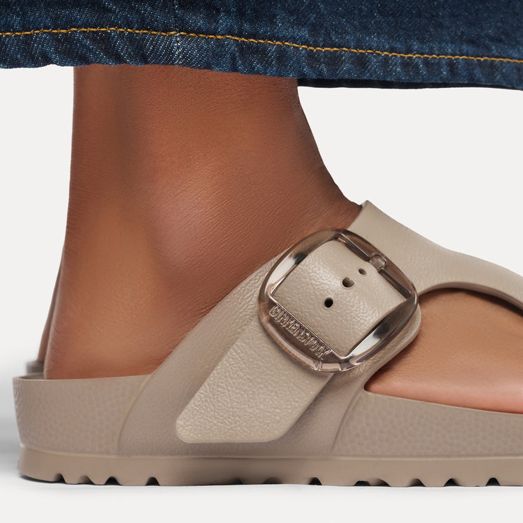 Birkenstock Australia Gizeh Big Buckle EVA Grey Taupe on model 3