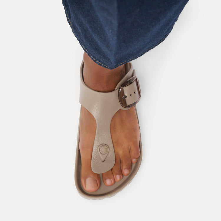 Birkenstock Australia Gizeh Big Buckle EVA Grey Taupe on model 2