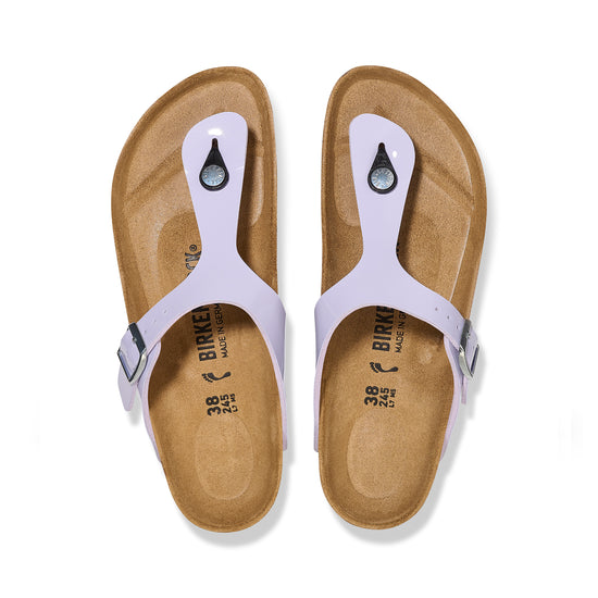 Birkenstock Gizeh Birko-Flor Patent Purple Fog top view