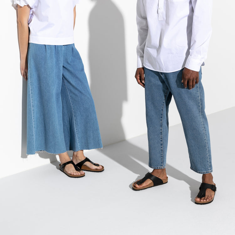 Birkenstock Gizeh Black Patent Birko-Flor on models