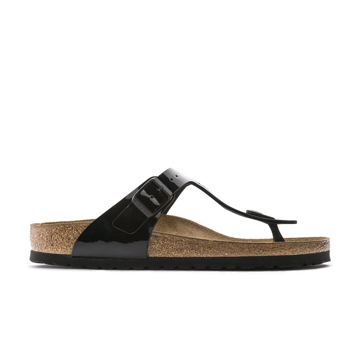 Birkenstock Gizeh Black Patent Birko-Flor side view