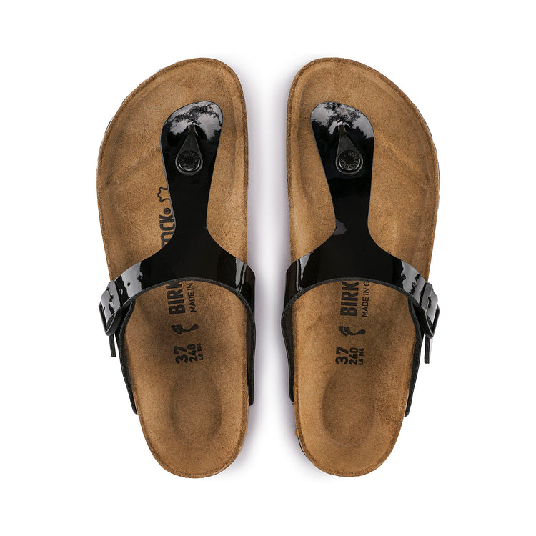 Birkenstock Gizeh Black Patent Birko-Flor top view