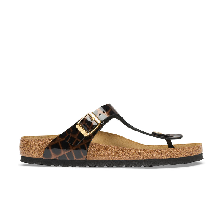 Birkenstock Australia Gizeh Embossed Black Natural Leather Side View