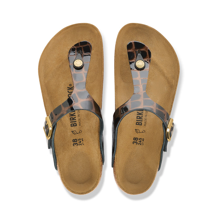 Birkenstock Australia Gizeh Embossed Black Natural Leather Top View