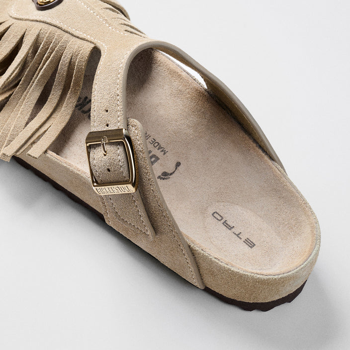 Gizeh Etro Fringes Taupe Suede Leather back view