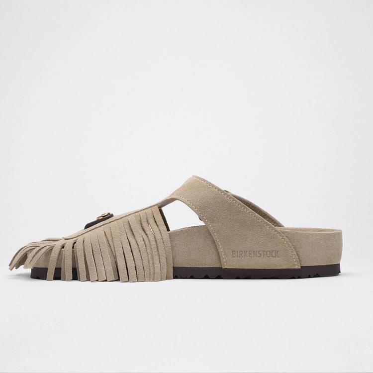 Gizeh Etro Fringes Taupe Suede Leather side view
