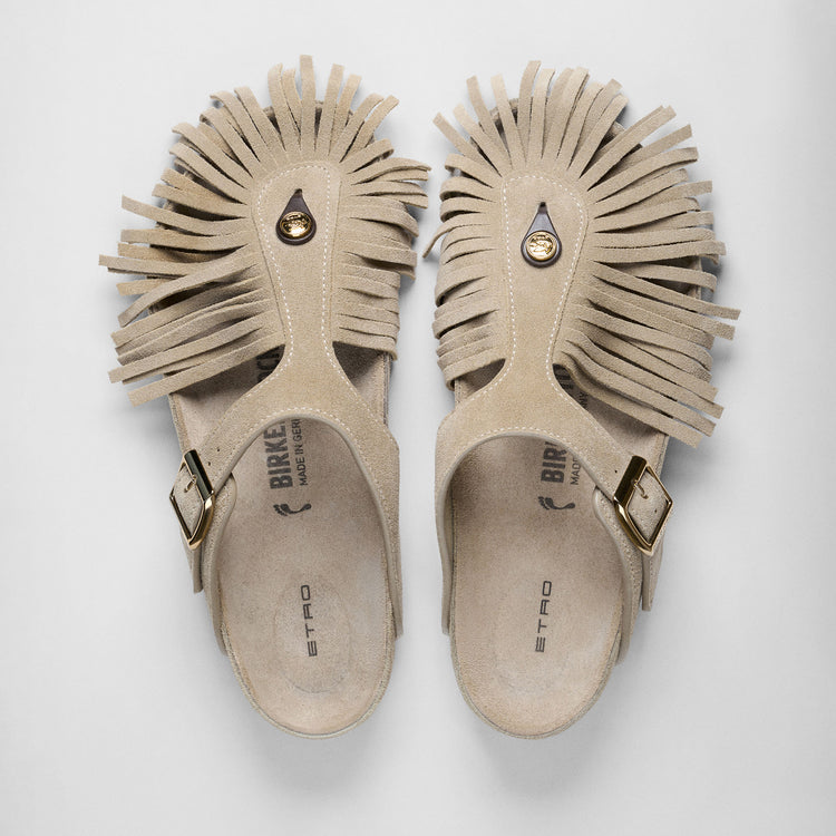 Gizeh Etro Fringes Taupe Suede Leather top view