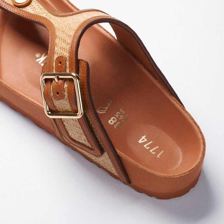 Birkenstock Australia Gizeh Framed Ginger Brown Raffia back view