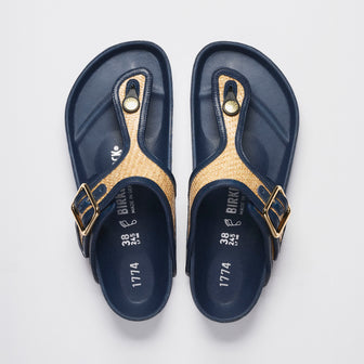 Birkenstock Australia Gizeh Framed Midnight Navy Raffia top view