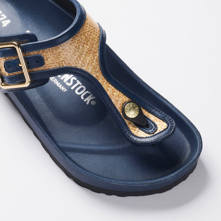 Birkenstock Australia Gizeh Framed Midnight Navy Raffia top view