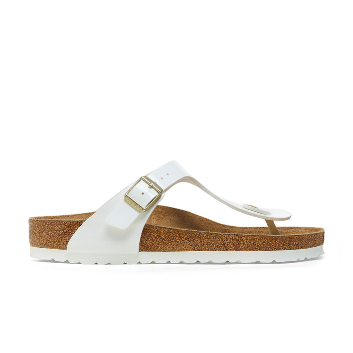 Birkenstock Gizeh Patent White Birko-Flor side view