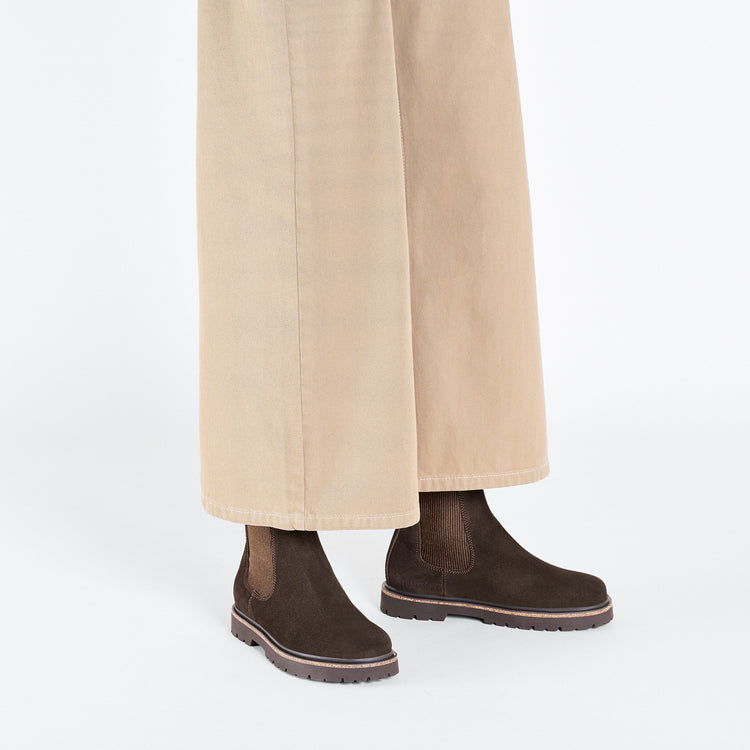 Birkenstock Highwood W Mocca Suede Leather on model 1